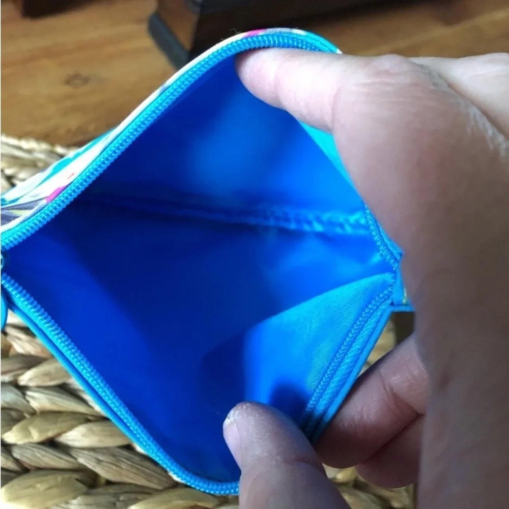 Ipsy Blue floral small cosmetic bag